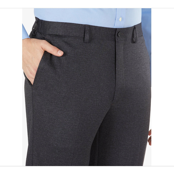 Calvin Klein Men's Knit Slim-Fit Dress Pants 36 X 32 Charcoal Dark Grey - Picture 2 of 4